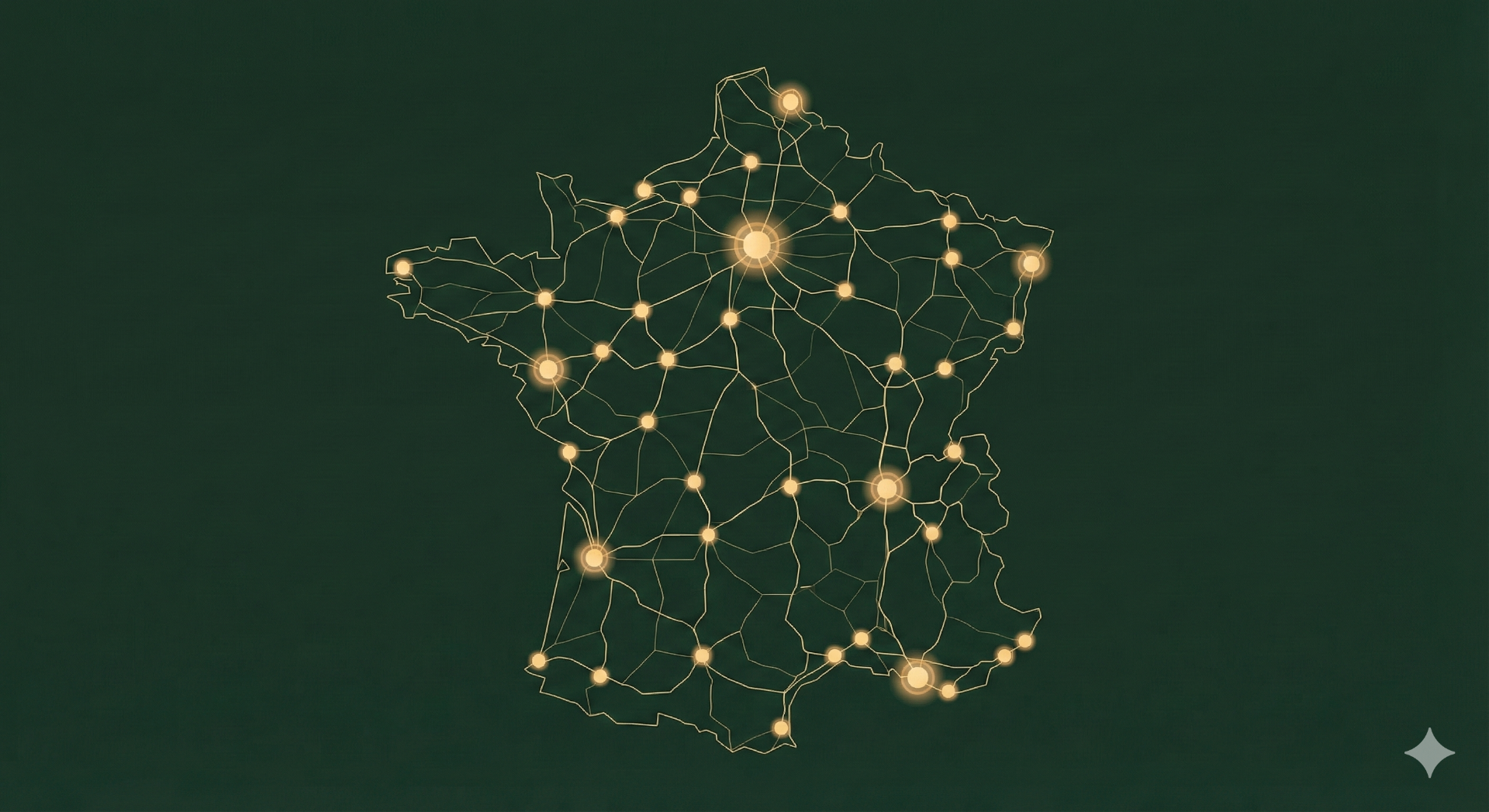 Carte de France avec zones géographiques délimitées